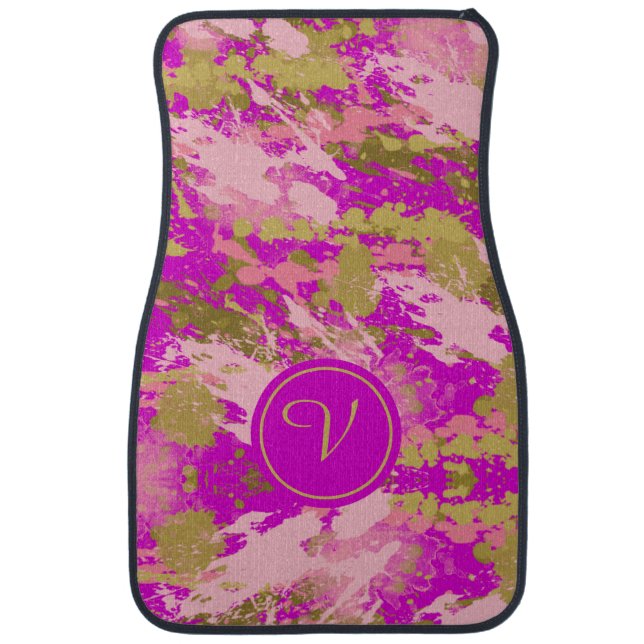 Pretty In Pink Monogram Car Floor Mat (Front)