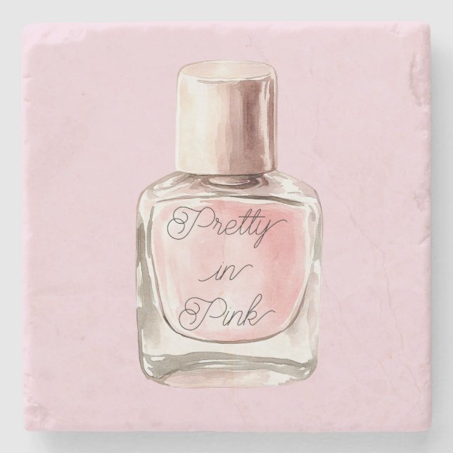 Pretty in Pink Nail Polish Stone Coaster (Front)