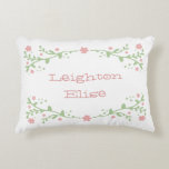 Pretty in Pink Name Pillow<br><div class="desc">Easy-to-personalize decorative pillow in light pink and green. Wonderful gift for a sweet little girl or a new baby!</div>