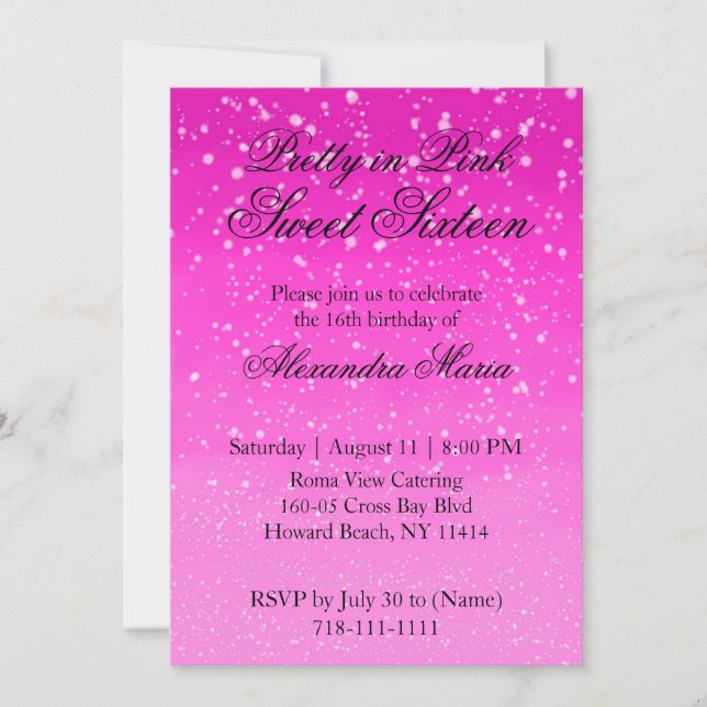 Pretty in Pink Ombre Sweet 16 Invitation (Front)