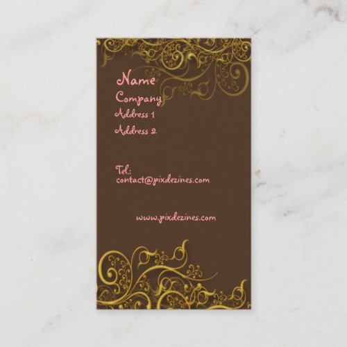 Pretty in Pink on chocolate w/ swirls profile card Business Card Templates