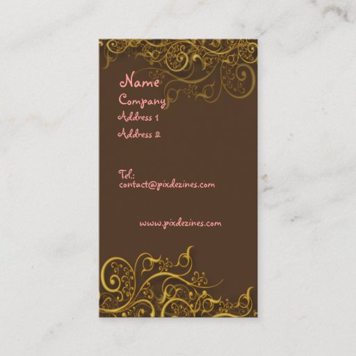 Customizable Pretty in Pink on chocolate w/ swirls profile card Business Card Templates