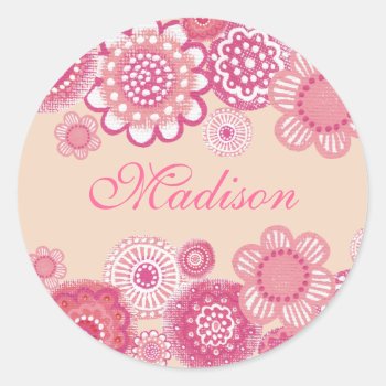 Pretty In Pink & Peach Painted Girls Name Label by Pip_Gerard at Zazzle
