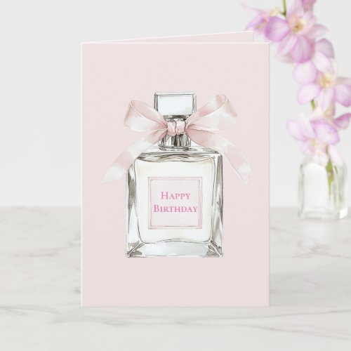 Pretty in Pink Perfume Bottle Bow Birthday Card