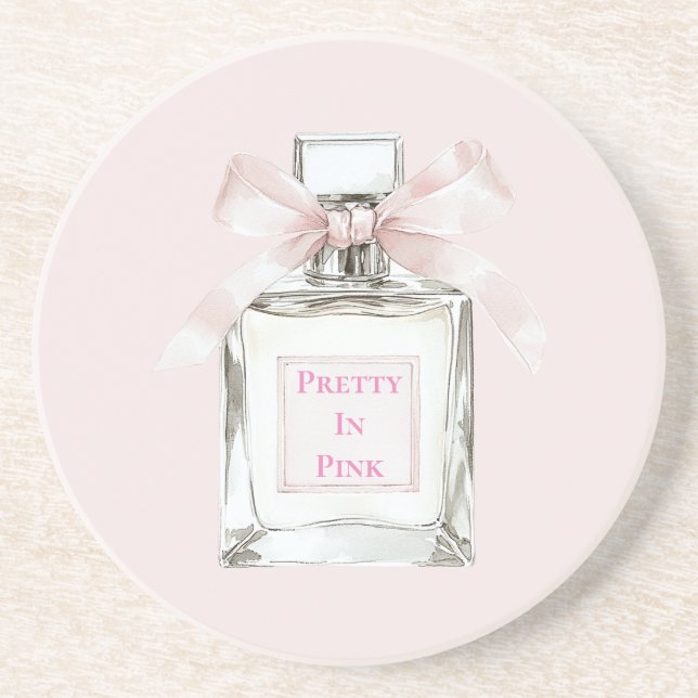 Pretty in Pink Perfume Bottle Bow   Coaster (Front)