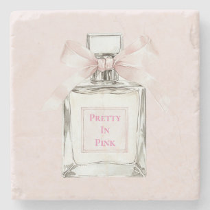 Pretty in Pink Perfume Bottle Bow Stone Coaster
