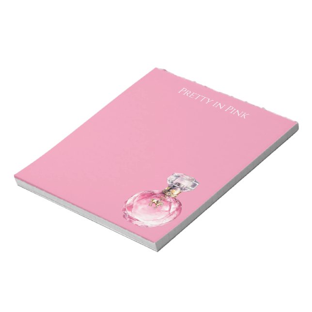 Pretty in Pink Perfume Bottle Gold Horse Charm Notepad (Rotated)