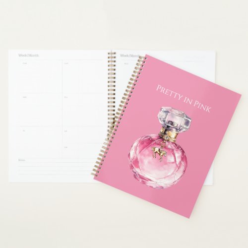 Pretty in Pink Perfume Bottle Gold Horse Charm Planner