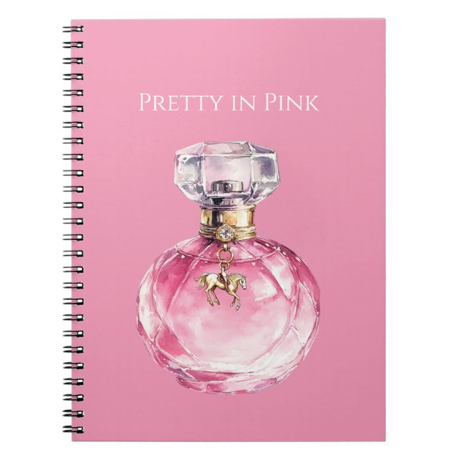 Pretty in Pink Perfume Bottle Horse Charm Notebook (Front)