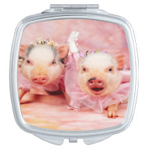 Pretty In Pink Pigs Compact Mirror