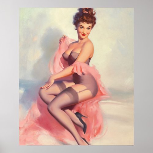 Pretty in Pink Pin Up Art Poster