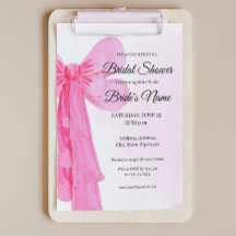 Pretty in Pink Pink Bow Bridal Shower Invitation