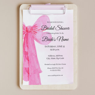 Pretty in Pink Pink Bow Bridal Shower Invitation