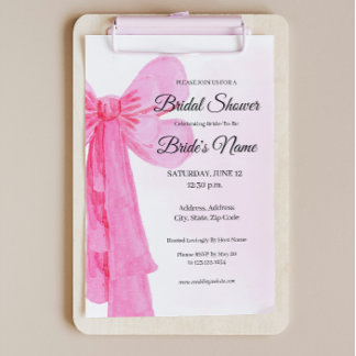 Pretty in Pink Pink Bow Bridal Shower Invitation