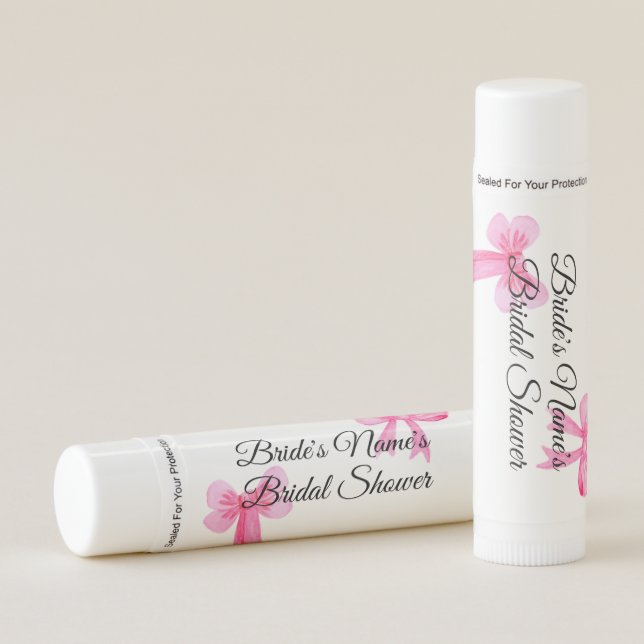 Pretty in Pink Pink Bow Bridal Shower Invitation Lip Balm (Front)