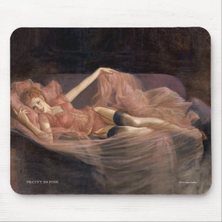 "PRETTY IN PINK"  Pinup girl mouse pad