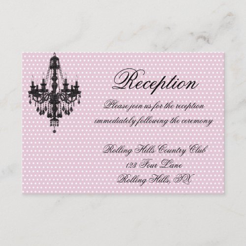 Pretty in Pink Polka Dots with Black Chandelier Re Personalized Invites