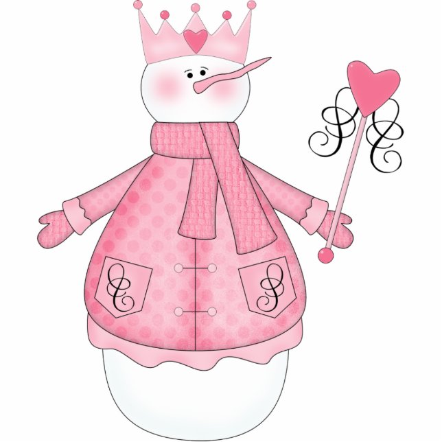 Pretty in Pink Princess Snow Lady Ornament (Front)