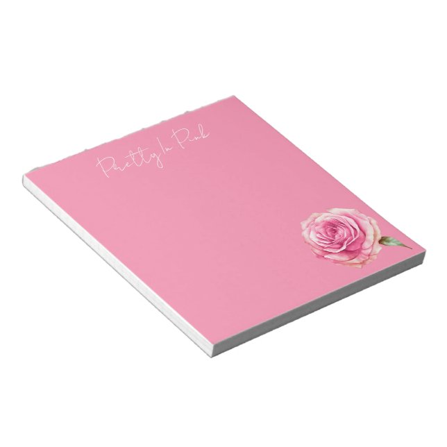 Pretty in Pink Rose Notepad (Angled)