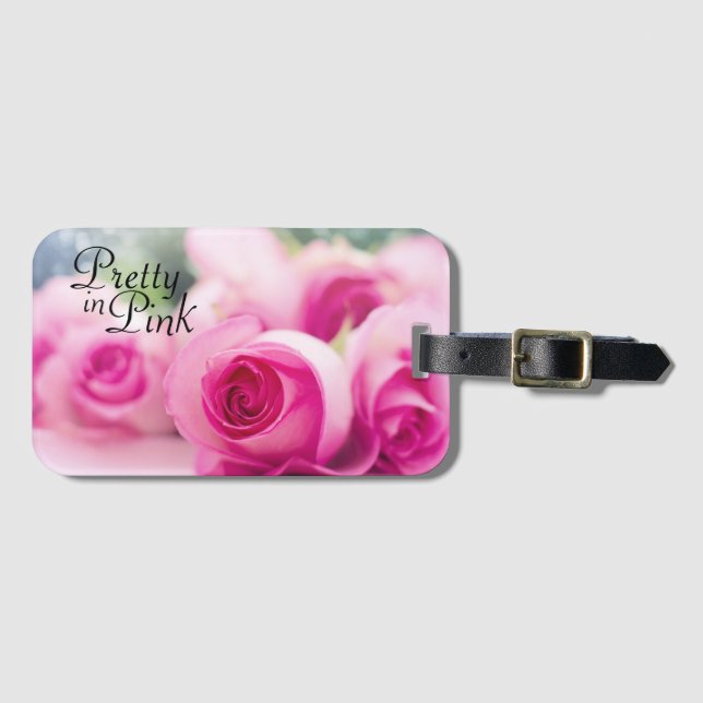 Pretty in Pink Roses Luggage Tag (Front Horizontal)