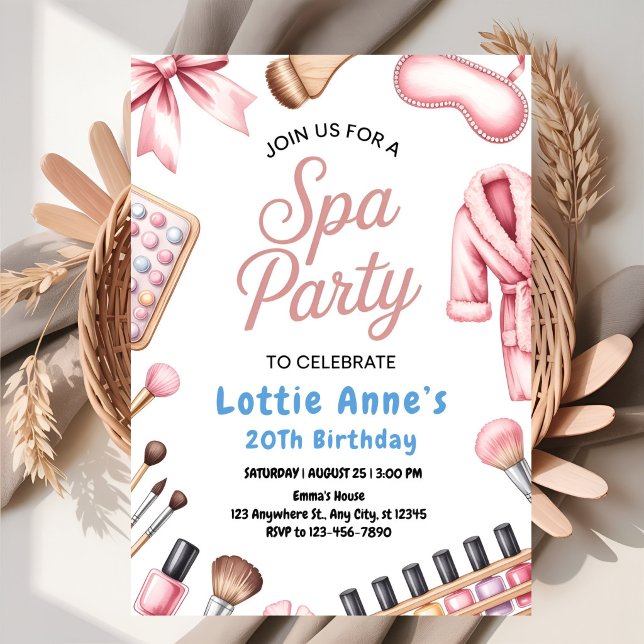 Pretty In Pink Spa Party Invitation (Creator Uploaded)