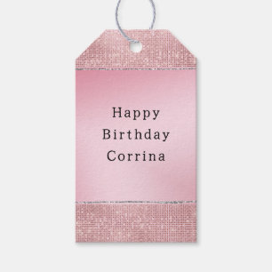 Pretty in Pink Sparkle Silver Glitter Birthday Gift Tags