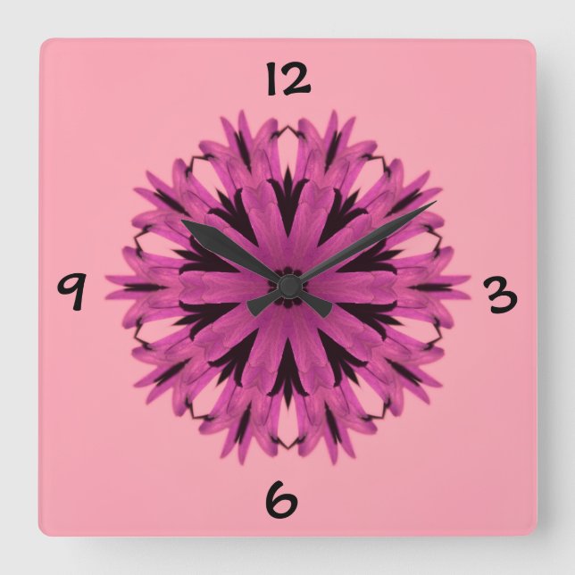 Pretty in Pink Square Wall Clock (Front)
