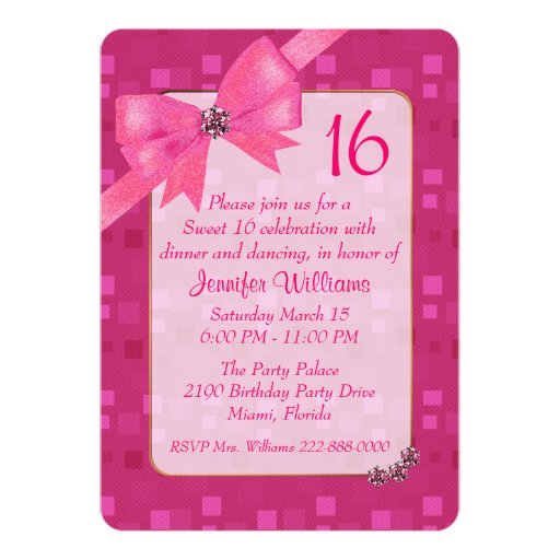 Pretty In Pink Sweet 16 Invitations 1