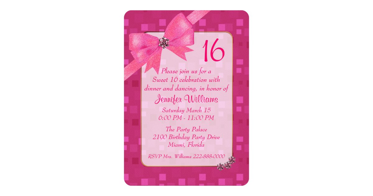 Pretty In Pink Sweet 16 Invitations 5