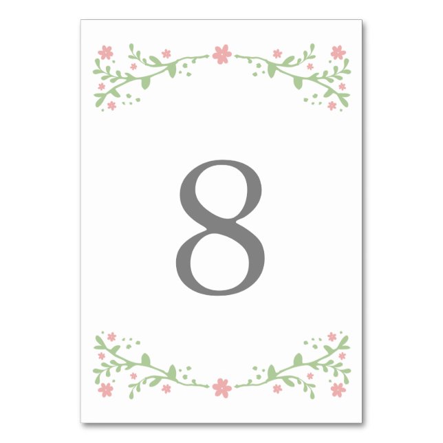 Pretty in Pink Table Number Cards (Front)