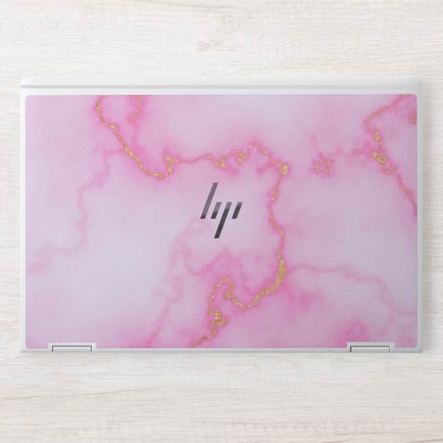 Pretty in Pink: The Chic and Stylish Pink Marble   HP Laptop Skin (Front)