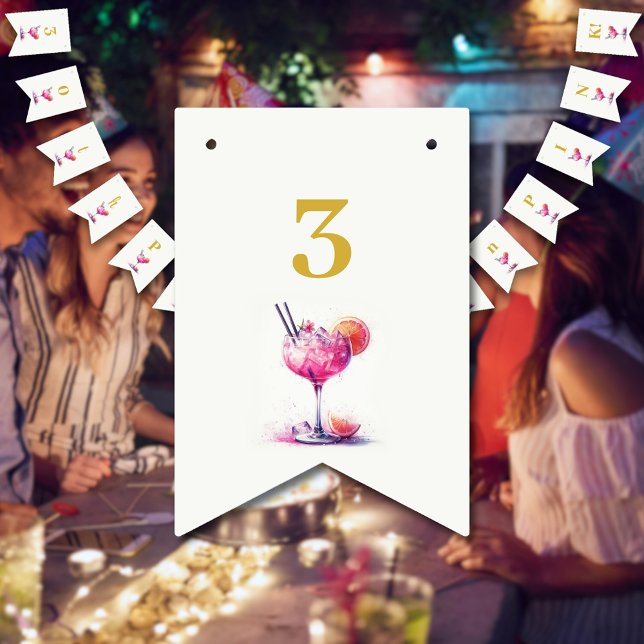 Pretty in Pink Theme Cocktail 30th Birthday Bunting Flags (Creator Uploaded)