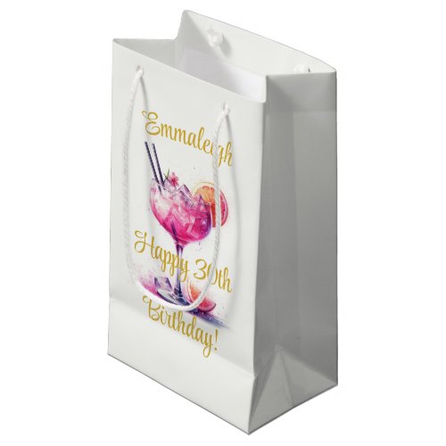 Pretty in Pink Theme Cocktail 30th Birthday Small Gift Bag