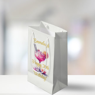 Pretty in Pink Theme Cocktail 30th Birthday Small Gift Bag