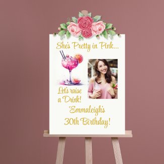Pretty in Pink Theme Cocktail Birthday Welcome