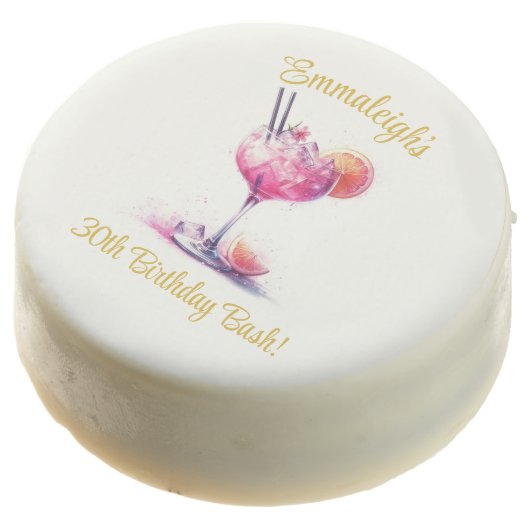 Pretty in Pink Themed Cocktail Birthday Chocolate Covered Oreo (Angled)