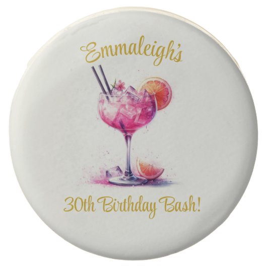 Pretty in Pink Themed Cocktail Birthday Chocolate Covered Oreo (Front)