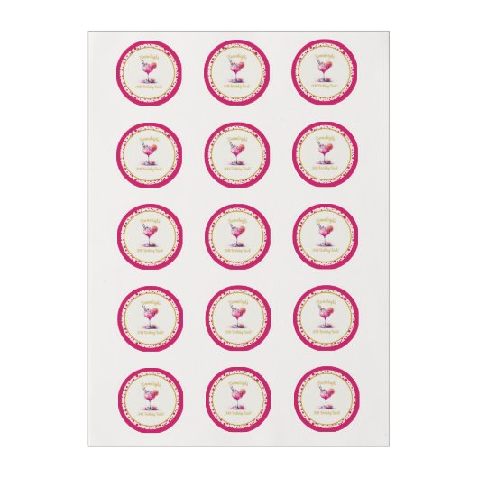 Pretty in Pink Themed Cocktail Birthday Edible Frosting Rounds (Sheet)