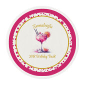 Pretty in Pink Themed Cocktail Birthday Edible Frosting Rounds (Front)