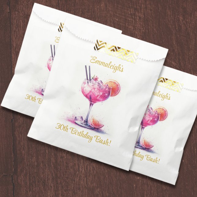 Pretty in Pink Themed Cocktail Birthday Favor Bag (Creator Uploaded)