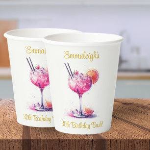 Pretty in Pink Themed Cocktail Birthday Paper Cups