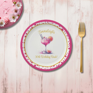 Pretty in Pink Themed Cocktail Birthday Paper Plates