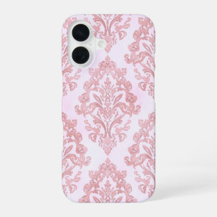Pretty in Pink Victorian Damask Watercolor Pattern iPhone 16 Case