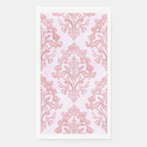 Pretty in Pink Victorian Damask Watercolor Pattern Paper Guest Towels
