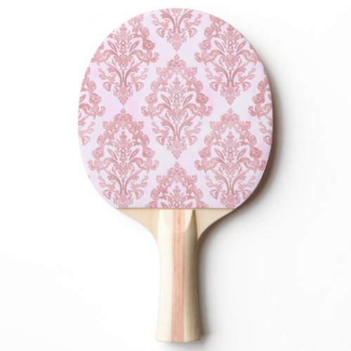 Pretty in Pink Victorian Damask Watercolor Pattern Ping Pong Paddle