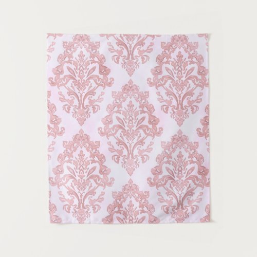 Pretty in Pink Victorian Damask Watercolor Pattern Tapestry