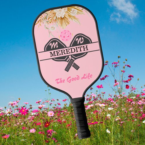 Pretty in Pink wPaddles Monogram First Name Pickleball Paddle