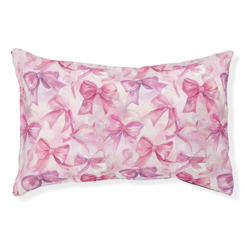 Pretty In Pink Watercolor Bows Pet Bed