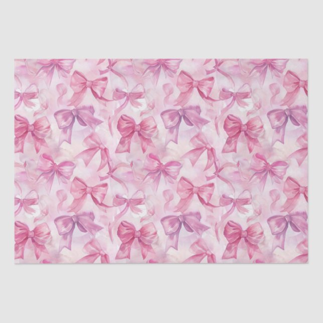 Pretty In Pink Watercolor Bows Tissue Paper (Front)