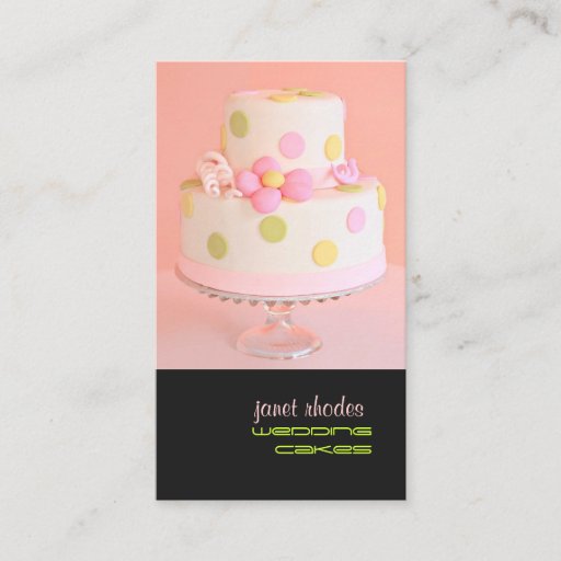 Customizable Pretty in Pink wedding cake Business Card